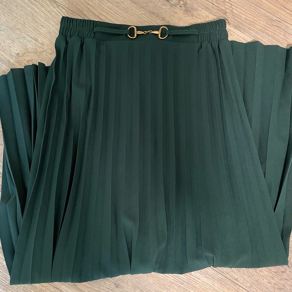 SHEIN Dark Green A-Line Pleated Skirt